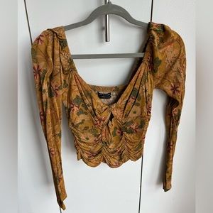 Urban Outfitters Cropped Long sleeve Corset Top